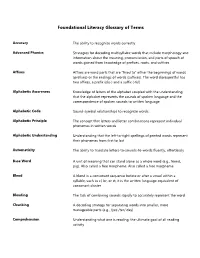 Foundational Literacy Glossary of Terms