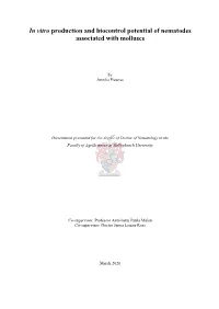 In Vitro Production and Biocontrol Potential of Nematodes Associated with Molluscs