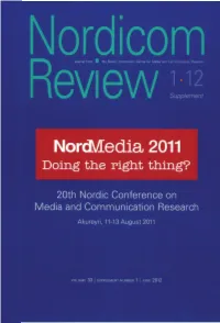 Nordicom Review Journal from the Nordic Information Centre for Media and Communication Research