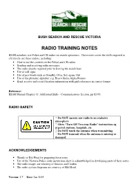 Radio Training Notes