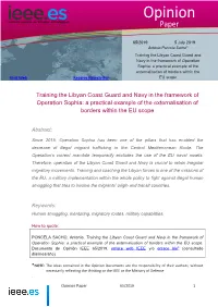 Training the Libyan Coast Guard and Navy in the Framework of Operation
