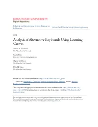 Analysis of Alternative Keyboards Using Learning Curves Allison M