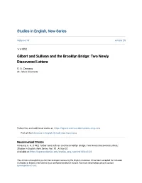 Gilbert and Sullivan and the Brooklyn Bridge: Two Newly Discovered Letters