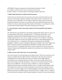 DEI VERBUM Dogmatic Constitution on Divine Revelation (Vatican II, 1965) an Orientation and Quick Review by Way of Questions and Answers