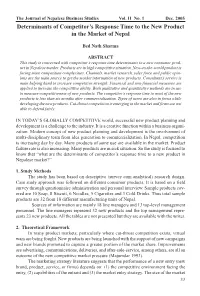 Determinants of Competitor's Response Time to the New Product