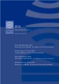 Graz Declaration 2003 Forward from Berlin: the Role of the Universities