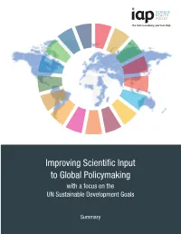 Improving Scientific Input to Global Policymaking