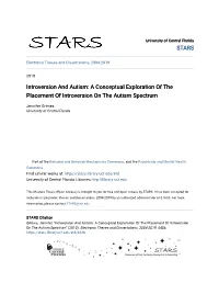 Introversion and Autism: a Conceptual Exploration of the Placement of Introversion on the Autism Spectrum