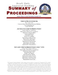 SUMMARY of PROCEEDINGS