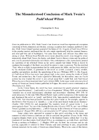 The Misunderstood Conclusion of Mark Twain's Pudd'nhead Wilson