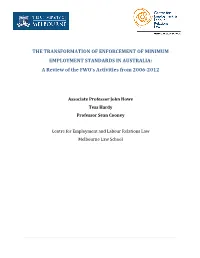 The Transformation of Enforcement of Minimum Employment Standards in Australia