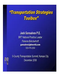 “Transportation Strategies Toolbox” “Transportation Strategies Toolbox”