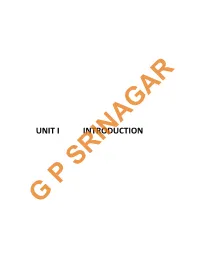 Unit I Introduction