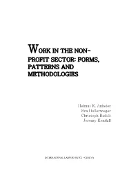 Work in the Non- Profit Sector: Forms, Patterns and Methodologies