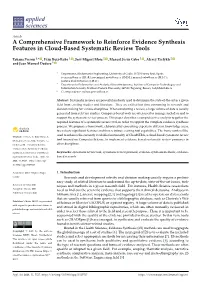 A Comprehensive Framework to Reinforce Evidence Synthesis Features in Cloud-Based Systematic Review Tools