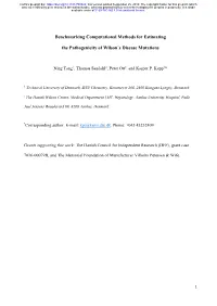 Benchmarking Computational Methods for Estimating the Pathogenicity of Wilson’S