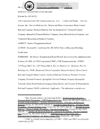 [Docket No. FD 36472] CSX Corporation And