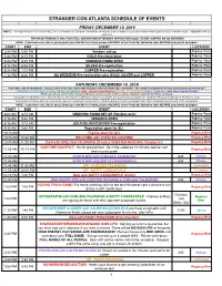 Stranger Con Atlanta Schedule of Events