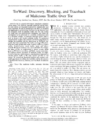 Torward: DISCOVERY, BLOCKING, and TRACEBACK of MALICIOUS TRAFFIC OVER Tor 2517