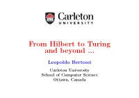 From Hilbert to Turing and Beyond