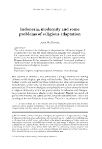 Indonesia, Modernity and Some Problems of Religious Adaptation 315