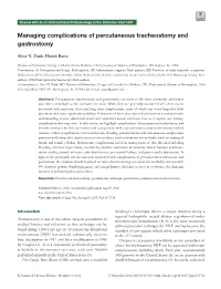 Managing Complications of Percutaneous Tracheostomy and Gastrostomy