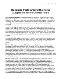 Managing Pests Around the Home Suggestions for the General Public