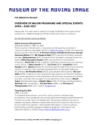 Overview of Major Programs and Special Events April–June 2017