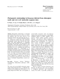 Phylogenetic Relationships in Rosaceae Inferred from Chloroplast Matk and Trnl-Trnf Nucleotide Sequence Data