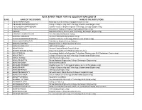 Tech. & Prof Fresh for the Selection Year 2018-19