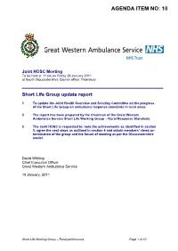 Joint Great Western Ambulance Overview and Scrutiny Committee
