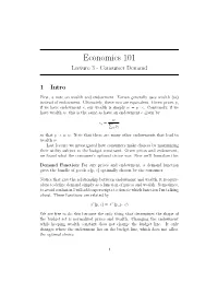 Lecture 3 - Consumer Demand