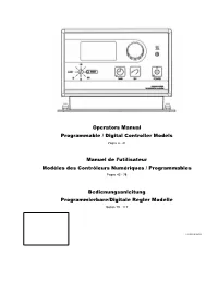 Operators Manual Programmable / Digital Controller Models Manuel
