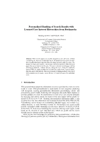Personalized Ranking of Search Results with Learned User Interest Hierarchies from Bookmarks