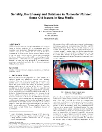 Seriality, the Literary and Database in Homestar Runner: Some Old Issues in New Media