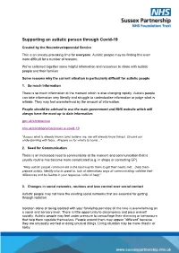 Supporting an Autistic Person Through Covid-19