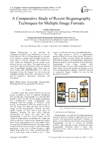 A Comparative Study of Recent Steganography Techniques for Multiple Image Formats