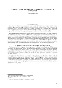 Effective Legal and Practical Measures in Combating Corruption