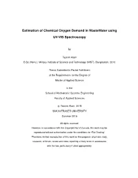 Estimation of Chemical Oxygen Demand in Wastewater Using UV