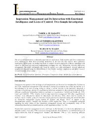Impression Management and Its Interaction with Emotional Intelligence and Locus of Control: Two-Sample Investigation