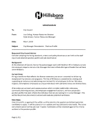 Page 1 of 2 MEMORANDUM To: City Council From