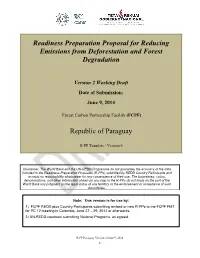Readiness Preparation Proposal for Reducing Emissions from Deforestation and Forest Degradation