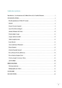 Table Des Matières