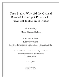 Why Did the Central Bank of Jordan Put Policies for Financial Inclusion in Place?