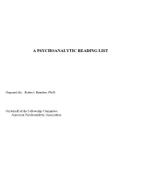 A Psychoanalytic Reading List