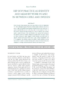 Hip Hop Practice As Identity and Memory Work in and In-Between Chile and Sweden