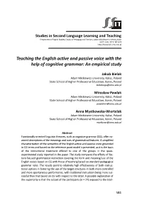 Teaching the English Active and Passive Voice with the Help of Cognitive Grammar: an Empirical Study