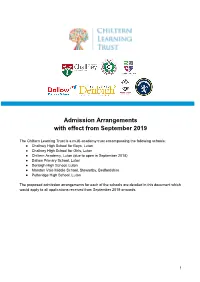 Admission Arrangements with Effect from September 2019