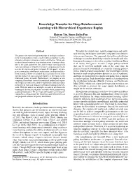 Knowledge Transfer for Deep Reinforcement Learning with Hierarchical Experience Replay
