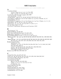MBT FAQ Index